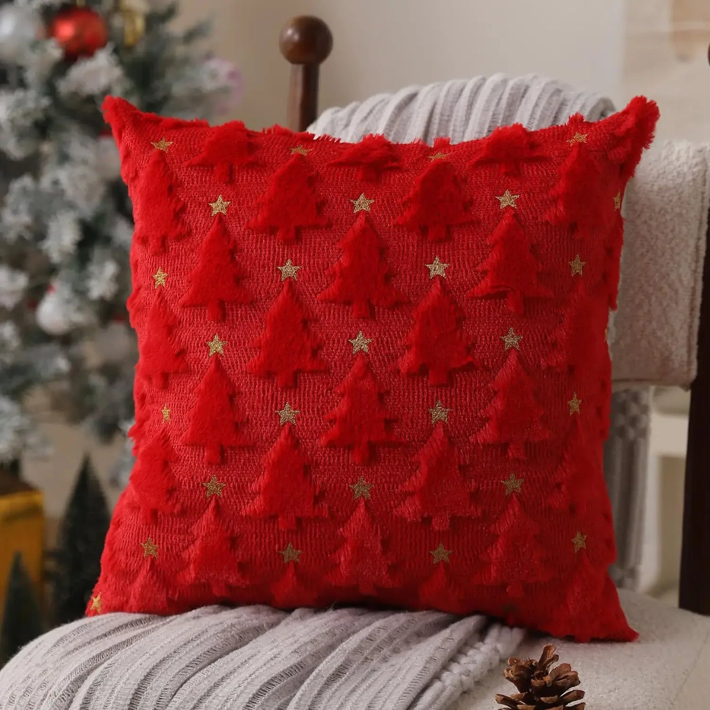 1pc Christmas Pillow Case Decorative Throw Cushion Set - Knitted Christmas Tree Pattern for Living Room Sofa Cushion Cover