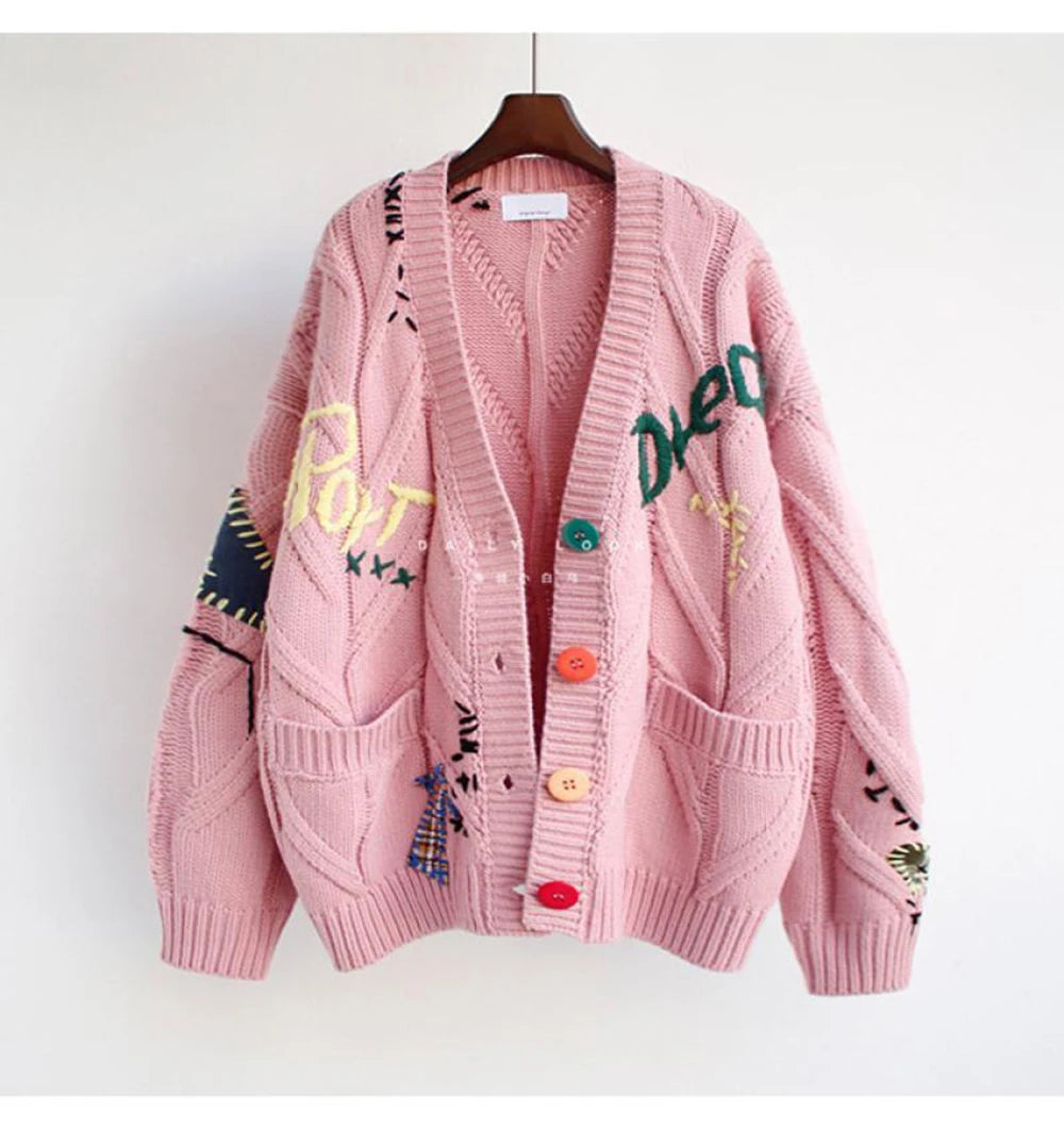 WonMiracle V-Neck Strickjacke Cardigan - Polyester Größe L