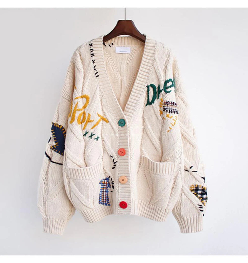 WonMiracle V-Neck Strickjacke Cardigan - Polyester Größe L