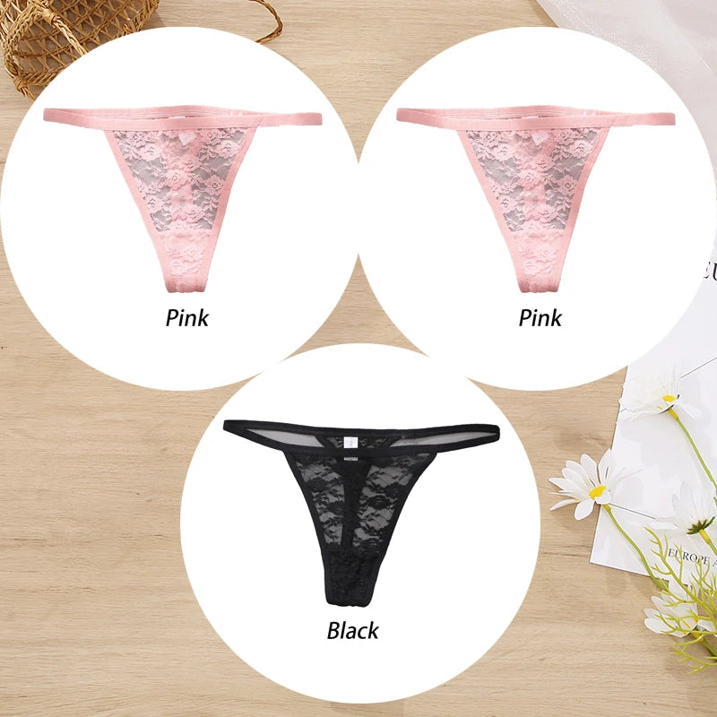 ZhejiangChoice Spitzen-Set Damen G-String - 3er Low Waist