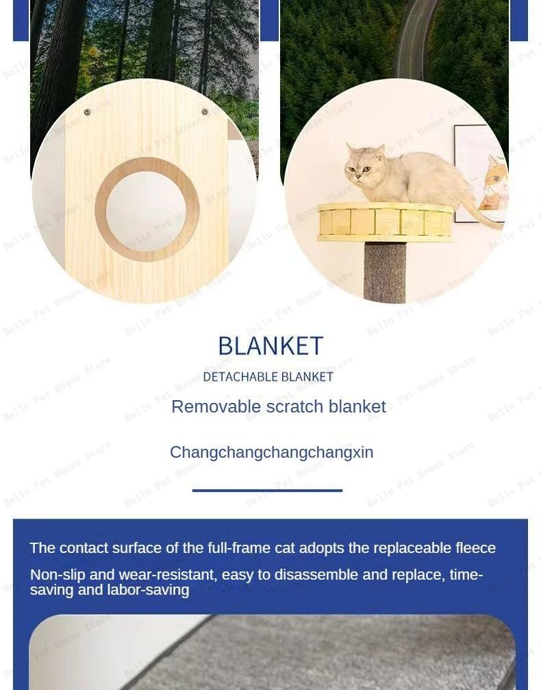 Mehrstöckig Katzen Baumhaus Massivholz Katzen Klettergerüst Multifunktional Katzenhaus Katzen Klettern Spielzeug Katzen Hängematte Haustier Zubehör
