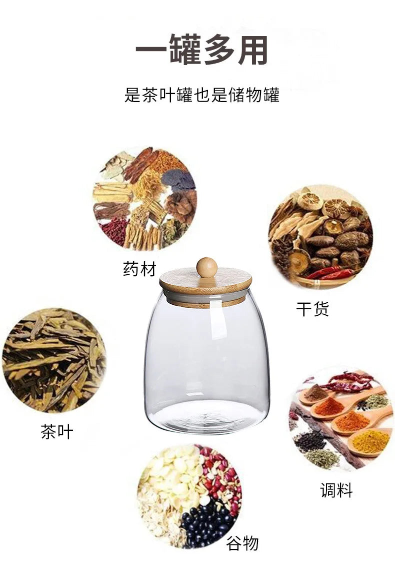 Spherical Glass Food Storage Container with Cork Lids Large Capacity Sealed Glass Bottles Pot Jar for Kitchen Organizer tools
