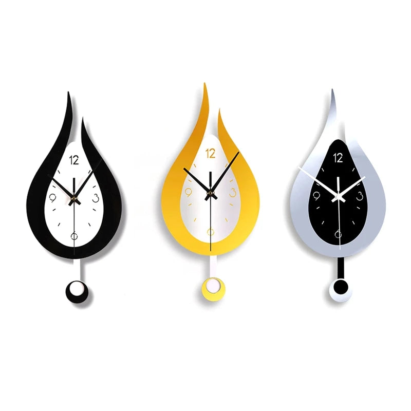 Modern Water Dropping Design Wall Clock Creative Acyrlic Pendulum Clock for Home Bedroom Living Room Office Decoration Mute Time