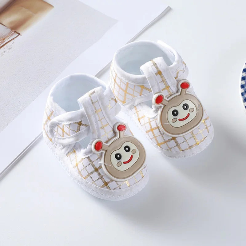 Frühling Herbst Baby Schuhe 2025 - Koreanischer Stil Cartoon Auto Muster - Weiche Sohle Stoff Schuhe 0-8 Monate