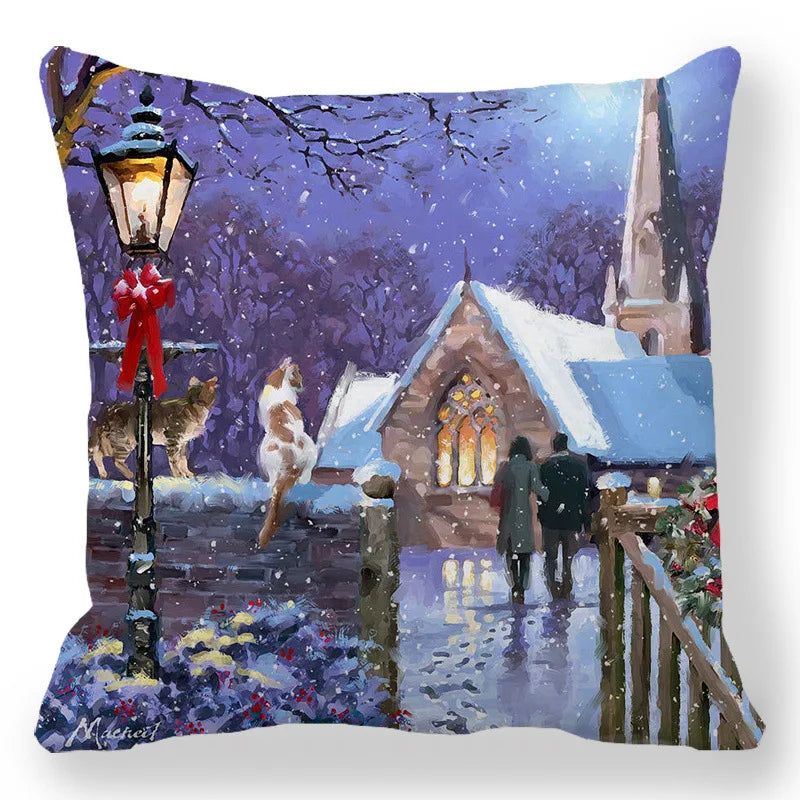 2025 New Year Christmas pillow case 30*50cm,40*40cm,45x45cm, cushion cover home Christmas decoration pillow case