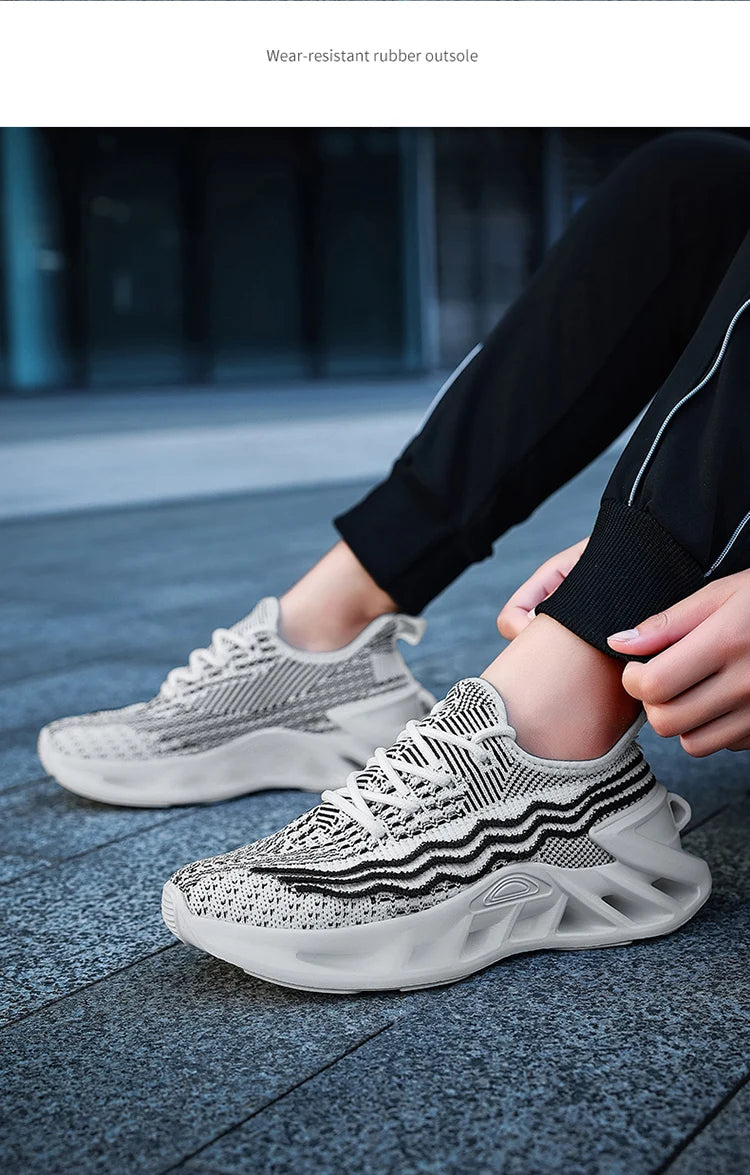 Herren Sneakers Leicht Laufschuhe Atmungsaktiv Mesh Komfortabel EVA Dick Sohle Rutschfest Tennis Walking Weiß Schuhe Für Männer