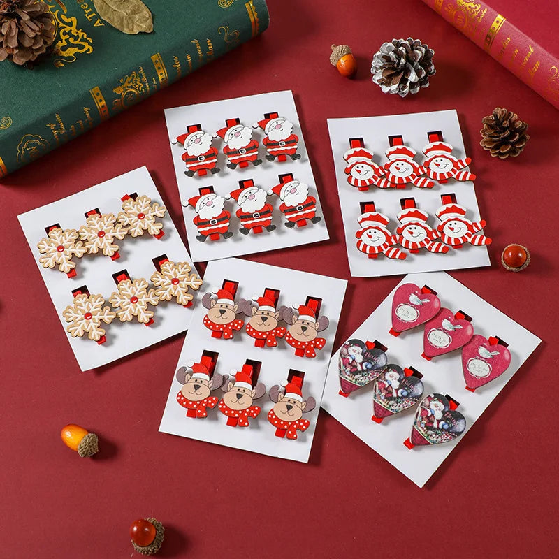 Homearound IA91-6pcs Weihnachts Holzclip - Größe 4,5 cm, Holz, 6 Stück