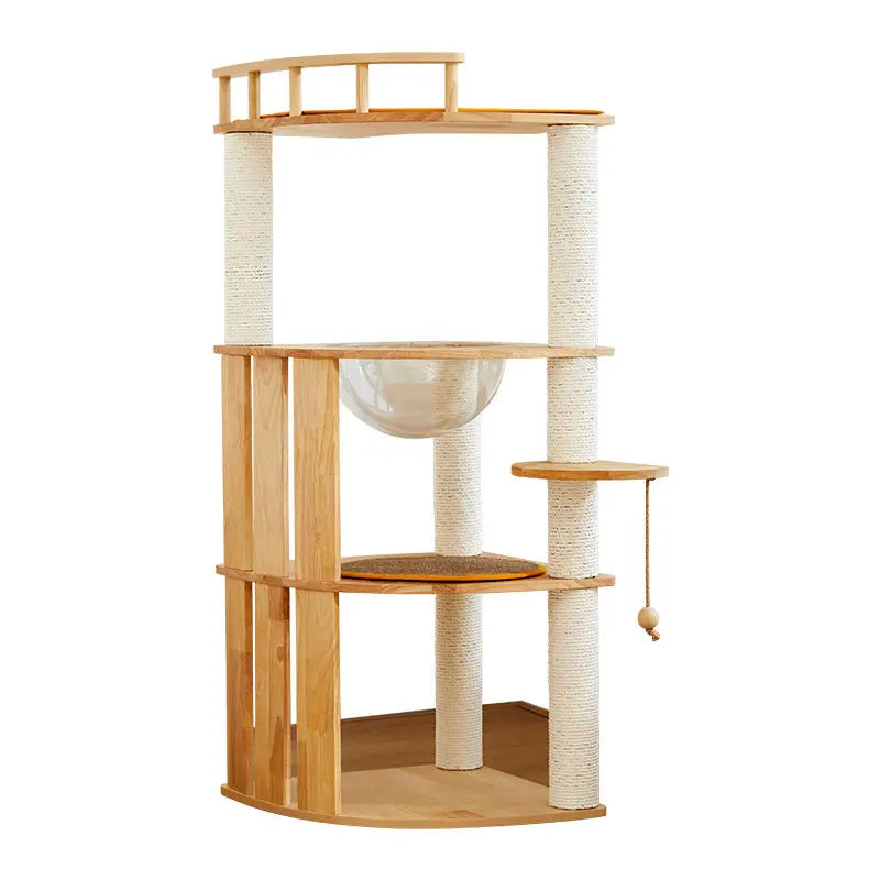 Solid Wood Cat Climbing Frame Small-sized Multi-functional Cat Villa Multi-Story Cat Tree House Wear-resistant Sisal Column