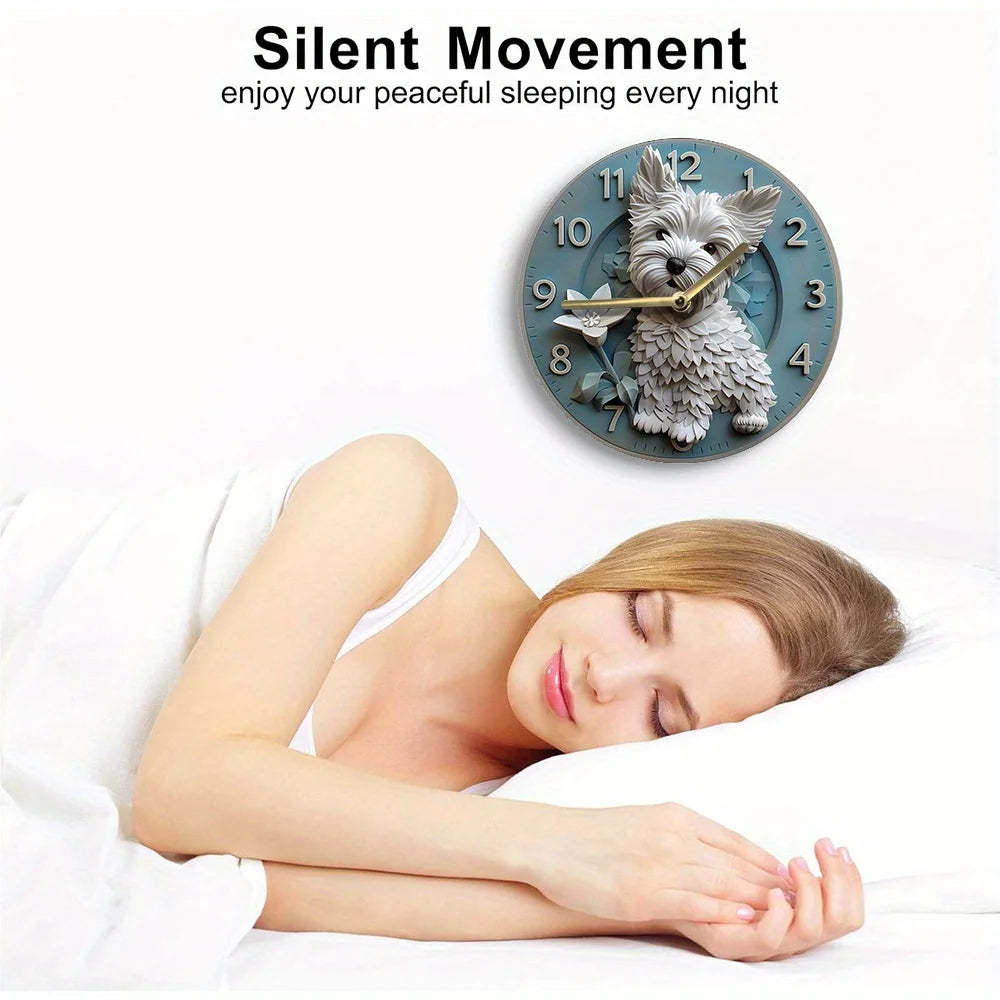 DIY-Wanduhr-Kit 2025: West-Highland-Terrier 2D-Design - Silent Movement Collection