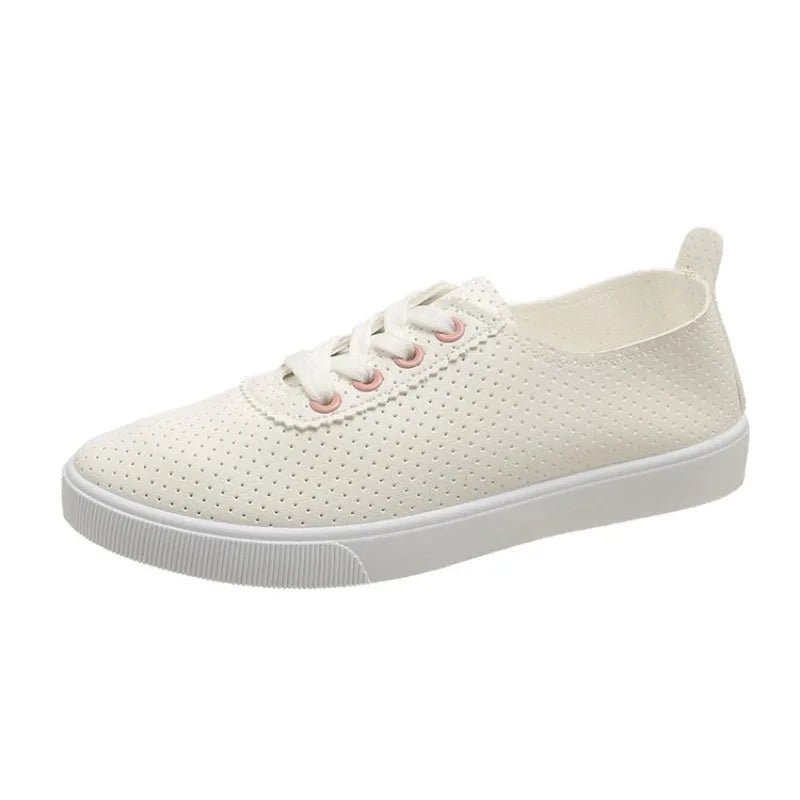 JIFALZS Flache Sneaker Atmungsaktiv - Canvas Schnürung 1cm
