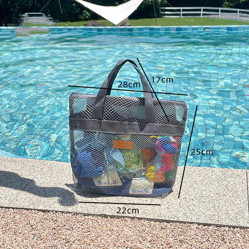 Beach Storage Bag Large Handheld Single Shoulder Swimming Pouch Large Capacity With Inner Network Folding Organizer Package