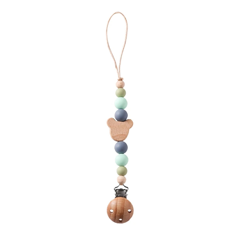 Baby Pacifier Chain Star Customizable Beads Wooden Pacifier Clips BPA Free Handmade Holder Chain Infant Nursing Teether Chain