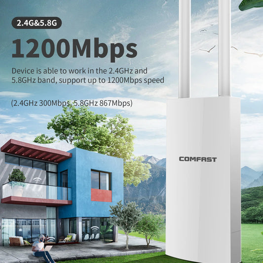 WiFi-Repeater 2025: Comfast 300Mbps-1200Mbps Wireless Outdoor - 2.4&5.8GHz High Power Waterproof Street Extender Router Antenna AP Collection