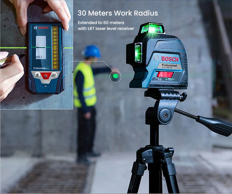 Bosch GLL 3-60 XG Laser Level 12 Lines Green 3D Level Self-Leveling 360 Horizontal & Vertical Cross 30m Powerful Measuring Tool