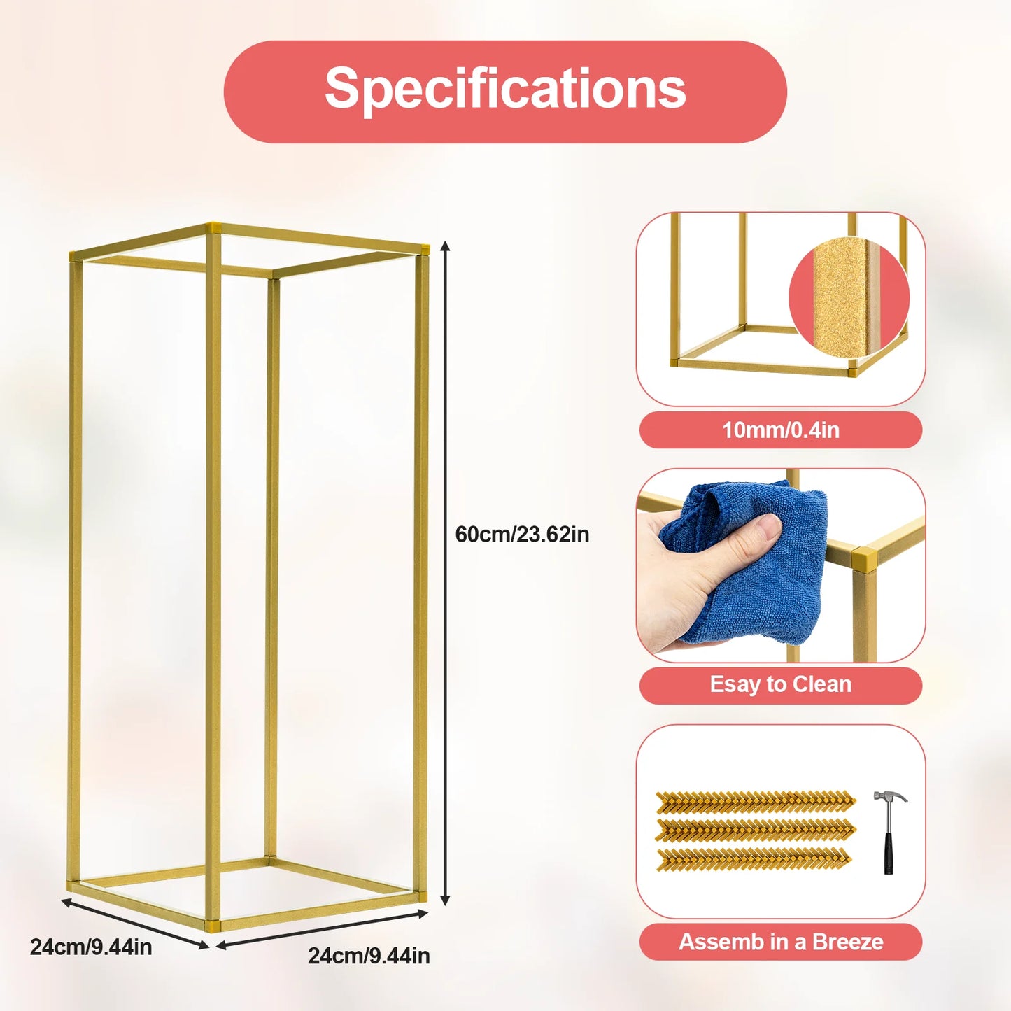 GoldLine Blumenständer 60 cm Höhe Metall 5 kg Tragkraft 10er Set