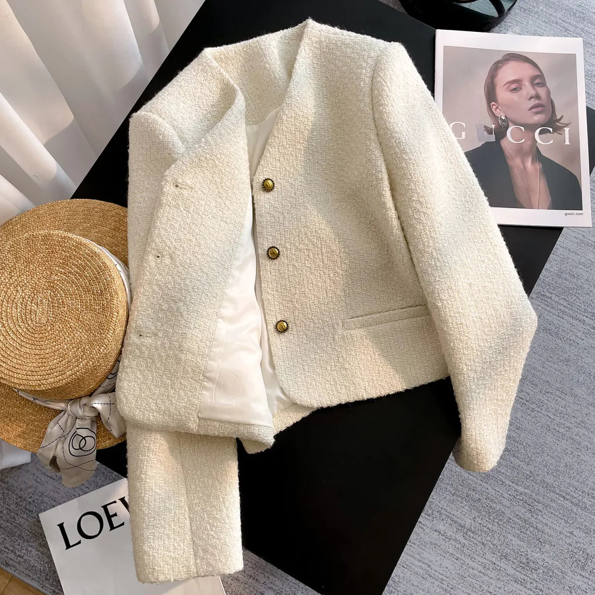 QBKDPUCN Cropped-Jacke V-Ausschnitt - Kapazität:M; Größe:S