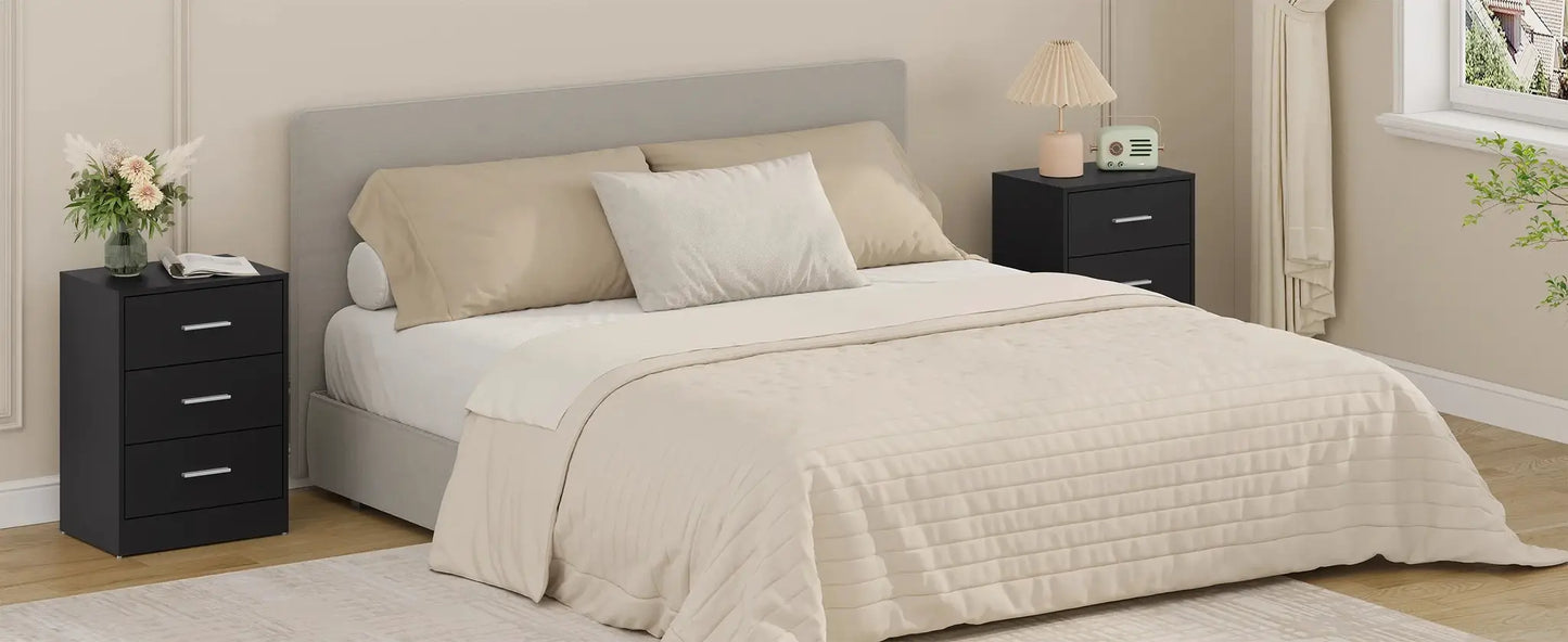 WOLTU 2 Teile/satz Nachttisch Nachttisch 39x54x28cm Beistelltisch mit 3 Schubladen Moderner Aufbewahrungsschrank für Schlafzimmer Wohnzimmer by Golden Bridge Store