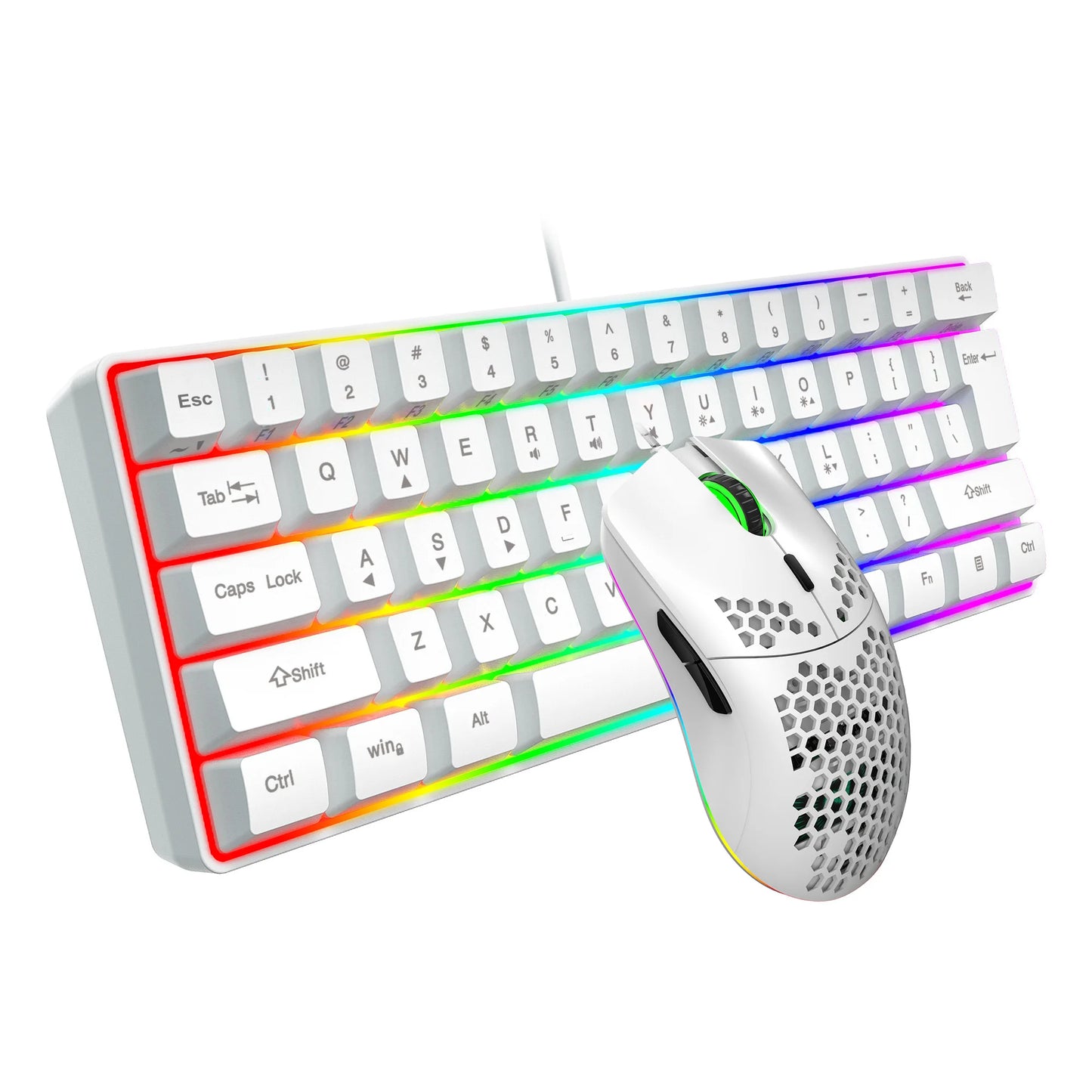 Gaming-Set 2025: HXSJ 61 Keys V700 RGB Luminous - Mechanical Feel Keyboard Mouse Combos Collection
