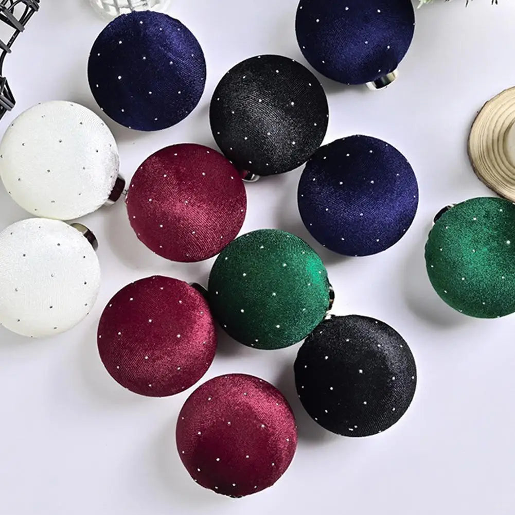 9Pcs Velvet Balls Flocked Grün - Durchmesser 80 mm, 9 Stück, Bruchsicher