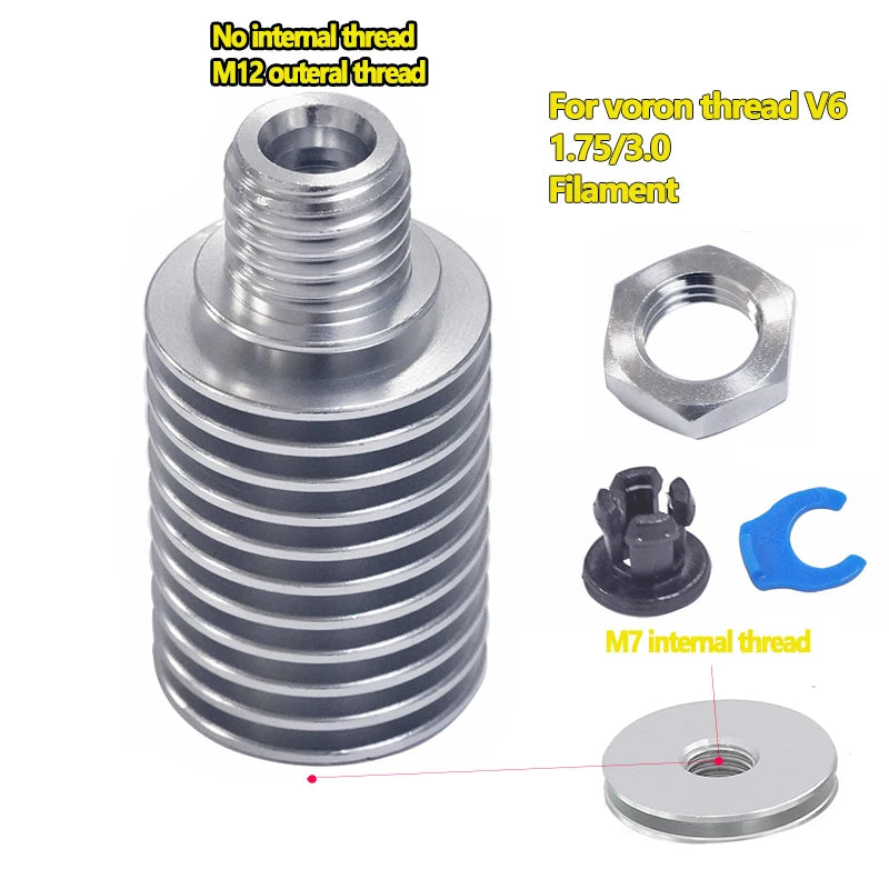 V6 Kühl Rohr Alle Metall J-Kopf Hotend Block Kopf Extruder für 1.75mm 3.0mm Lang oder Kurz Distanz 3D Drucker Teil Großhandel