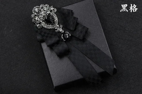 Fashion Handmade Bow Tie Wedding Collar Luxury Rhinestone Bowtie Necktie Brooch Pocket Towel Square Set Gift for Men Accessories