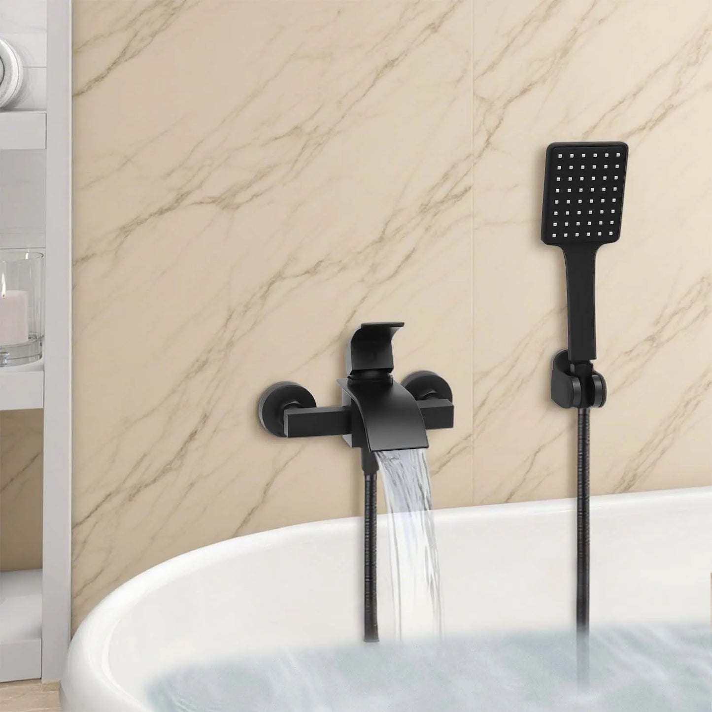 NONE Wasserfall-Badewannenarmatur Wandmontiert 2 Ausläufe