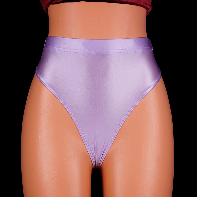 YAULAANG Damen String 2025 - Japan Style High-Waist Satin String glänzend