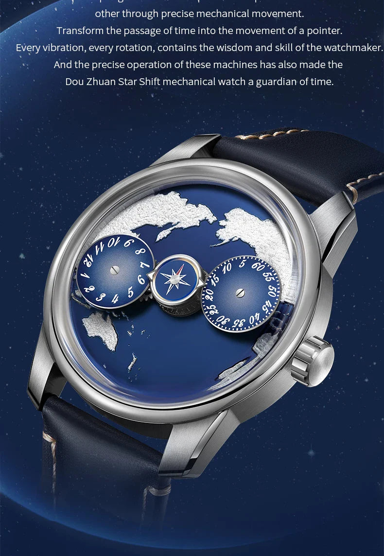 Earth automatic watch unique earth design stainless steel waterproof luminous dial