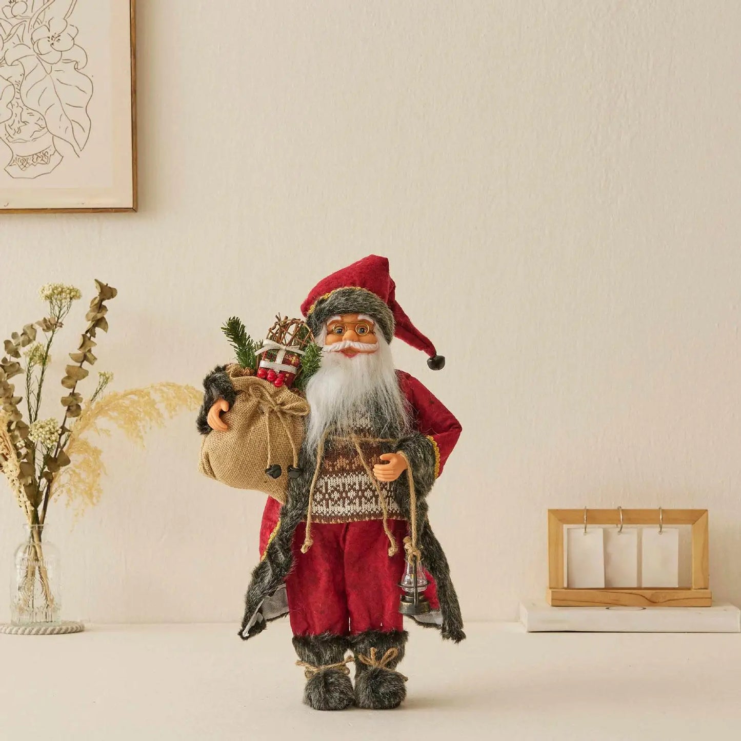 SantaKunst Realistischer Weihnachtsmann - Größe 20 cm, Handbemalt