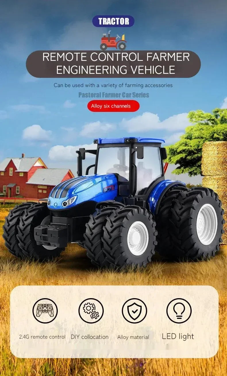 RC Auto 1:24 Legierung Ferngesteuert Traktor Spielzeug Mit Scheinwerfer Simulation Elektrisch Farm Truck Spielzeug Set Kind Outdoor Spielzeug Geschenke