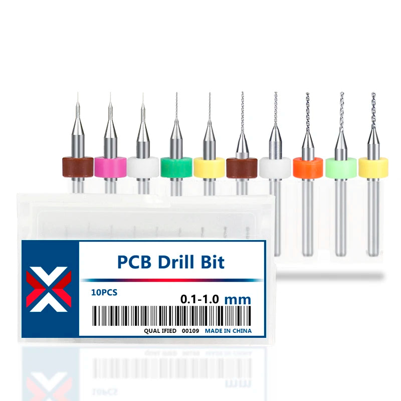 XCAN 10Stk/Set 0.3mm bis 1.2mm PCB Mini Bohrer Bit Wolfram Stahl Hartmetall für Print Schaltkreis Board CNC Bohrer Bits Maschine