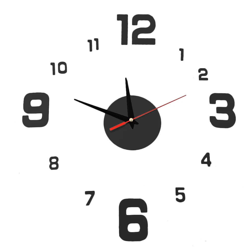Combination 3D Spiegeluhr - Groß Selbstklebend Rahmenlos