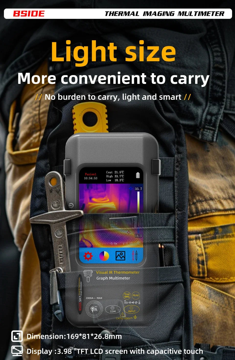 Cameră de termoviziune 2025: BSIDE SH7 320*320 Cameră de termoviziune 20000 de numărări - Multimetru digital cu ecran tactil 2 în 1 Cameră IR Reparații lentile macro Colecție PCB