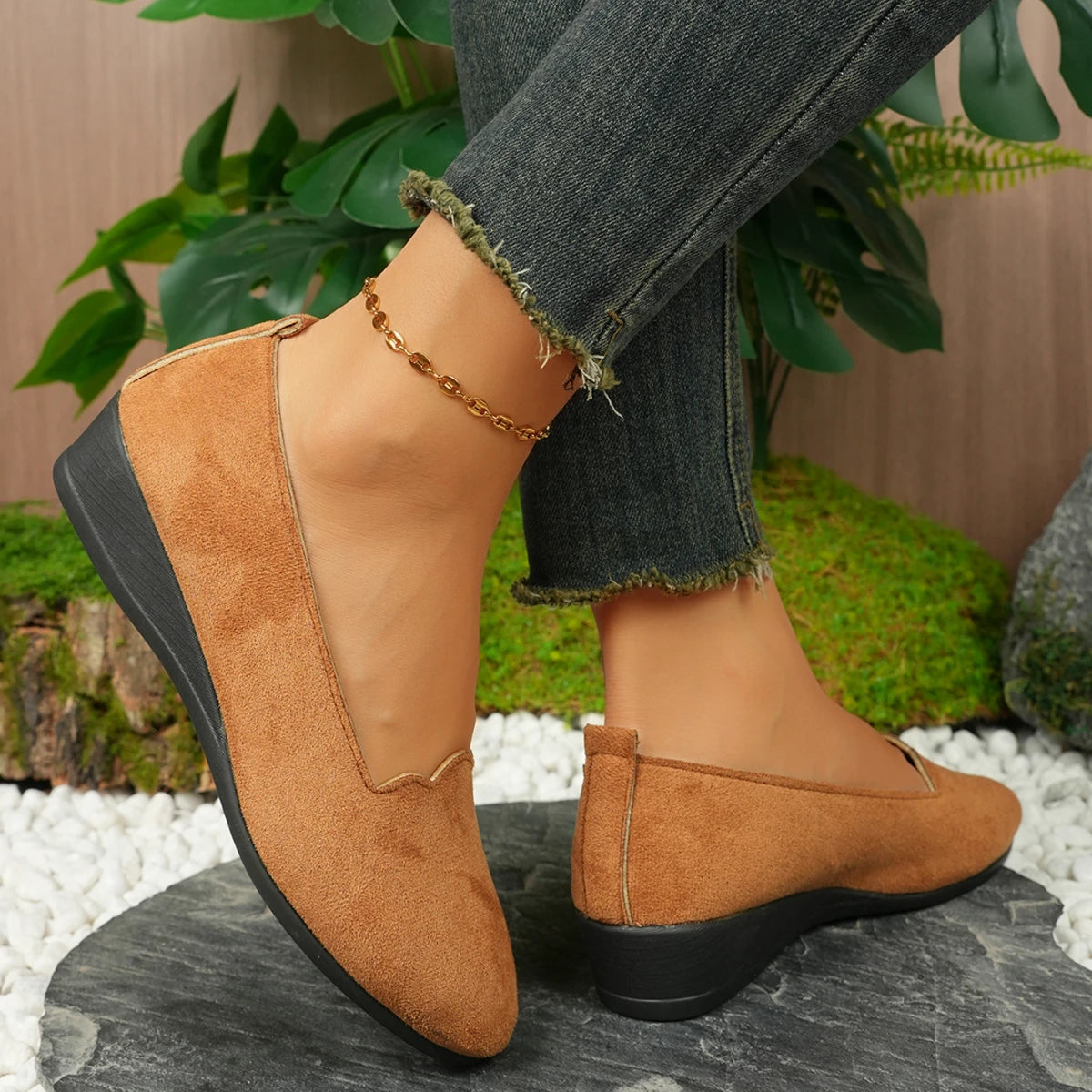 Woman Casual Round Toe Cute Flats Shoes 2025 New Spring/autumn Flats Female Suede Elegant Comfortable Soft Sole Women's Shoes