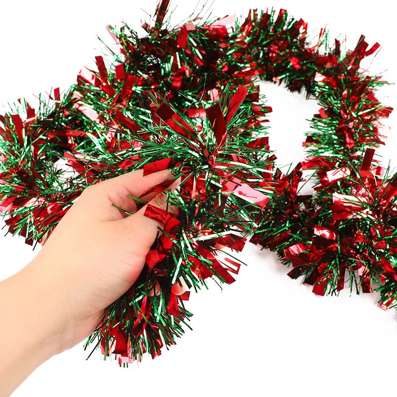 5/10er-Pack 78,74 Zoll Weihnachtsbaum-Hängegirlande, Weihnachtsgirlande, rotes und grünes Lametta, Bandornamente, Urlaub, Zuhause, Partyzubehör