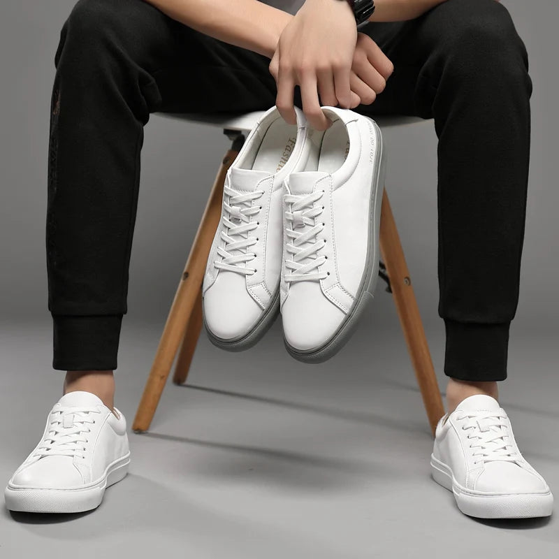 Mens Sneakers Genuine Leather Casual Outdoor Shoes Non-Slip Breathable Luxury Brand Footwear Top Quality Handmade White Shoe Men