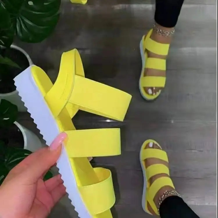 Strand-Sandalen 2025: YBQJOO Women Sandals New Flat Heel Platform Cross Strap - Open Toe Plus Size Outdoor Sport Beach Casual Shoes on Offer 2023 Collection