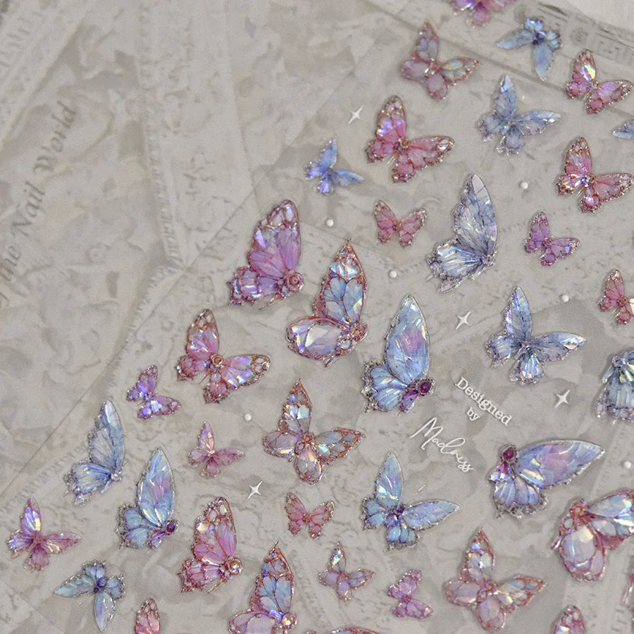 Shell Light Butterfly Nail Stickers High Quality Design Adhesive Stickers Nail Art Decoration Nail Supplies Decals Manicure Tool