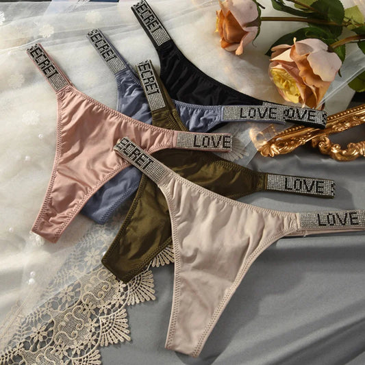 Damen-Unterwäsche 2025: TWTZQ Low Waist Sexy Panties Women Thongs Rhinestones Letter - Diamonds G-string Sports Thong Shorts Briefs T-back Fitness S-XL Collection