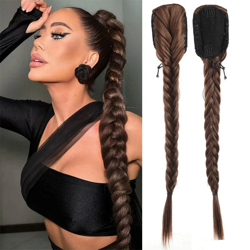 Ponytail extensions – 24 inch synthetic curly drawstring hairpiece for women