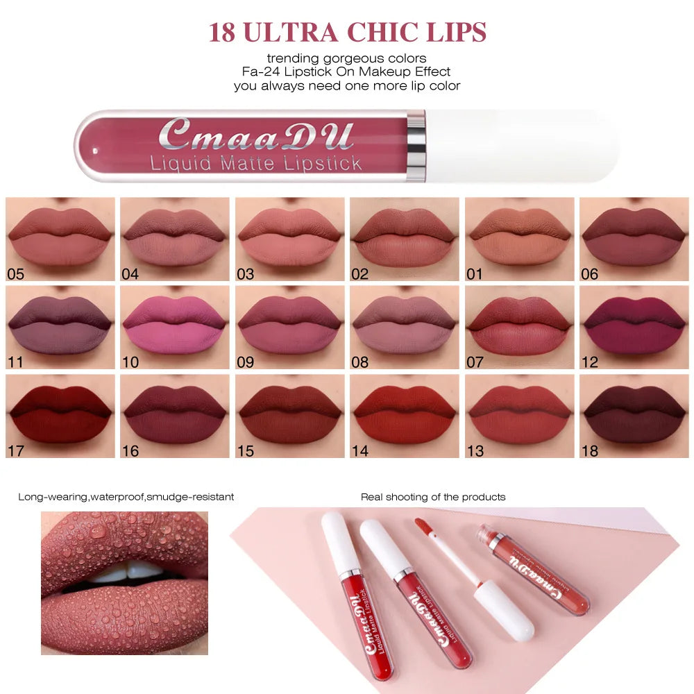 Liquid Matte Lippenstift 2025 - Wasserfest Langanhaltend Make-up Frauen - Kosmetik Koreanisch Makeup Beauty Lip Gloss Tint Fleck
