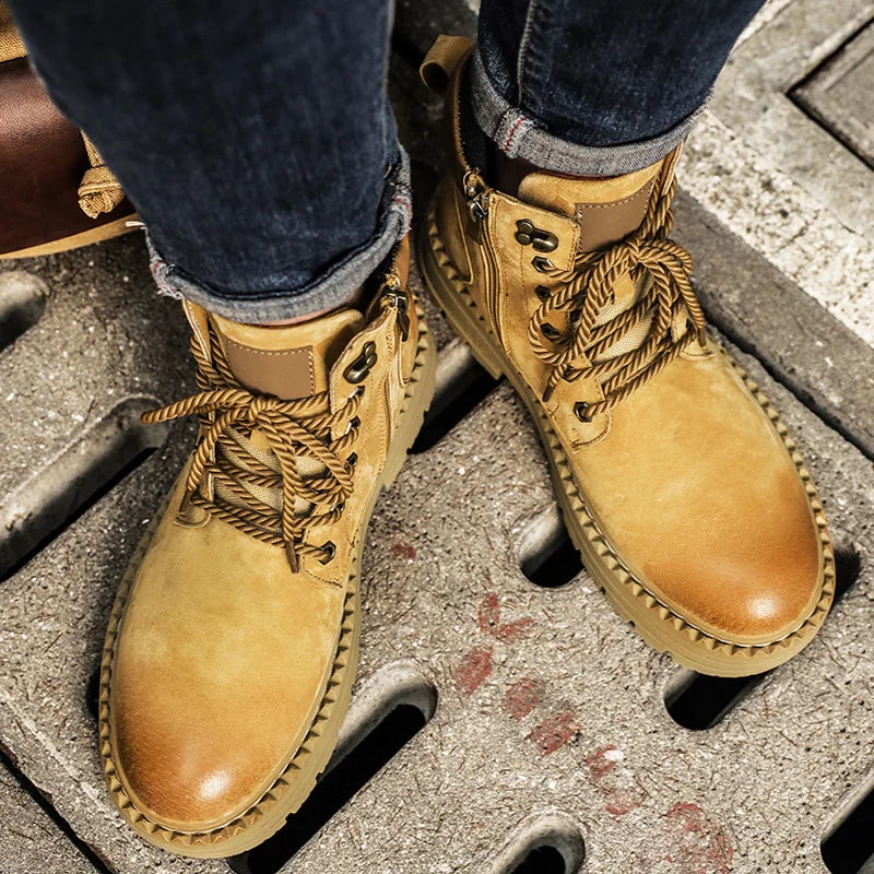 YeinshaarsCN Suede Leder High-Top - Größe Knöchel Rutschfeste Sohle