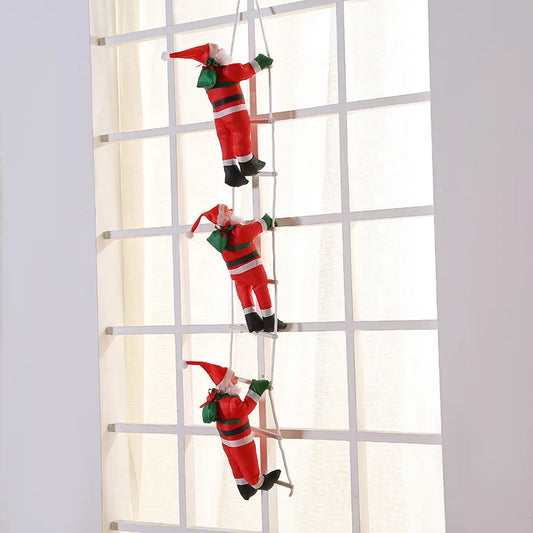 Christmas Ladder Santa Claus Window Hanging Ornament Climbing Santa Claus Home Decoration Gifts Restaurant Doll Hanging Ornament