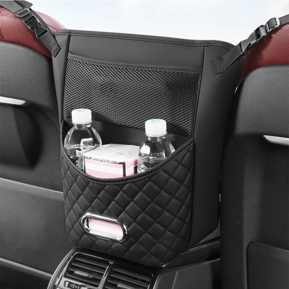 Car Seat Storage Bag For Handbag Tissue Drink Auto Armrest Box Hanging Pocket PU Leather Organizers Kit Accessories For Car Seat