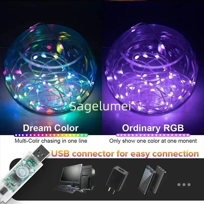 SAGE LU MEI RGB Smart LED Lichterkette - Länge 5–40 m, USB, 6 V DC