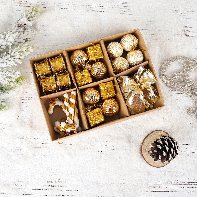 Choice Kugelset Rot-Gold Glitzer - 24 Stück, Ø2 cm