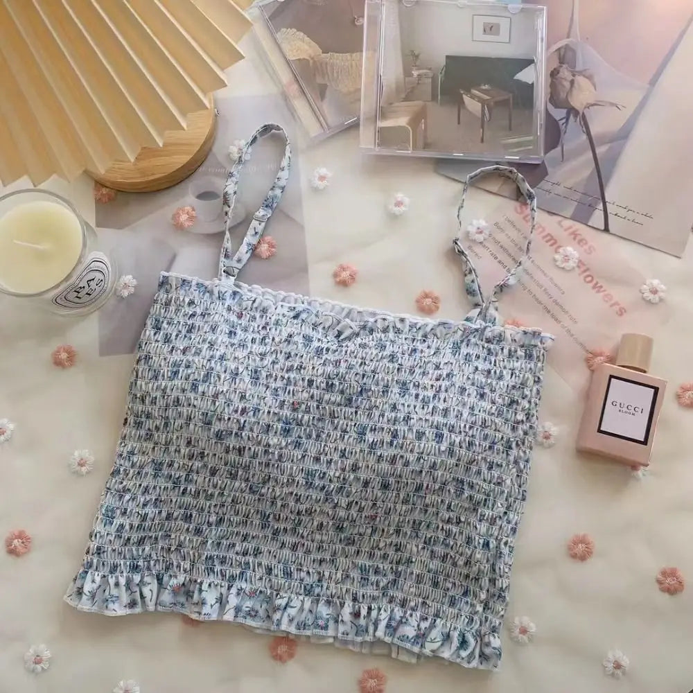 Damen Tank Top 2025 - Spitzen Camisole mit Blumendruck & integrierten BH-Pads