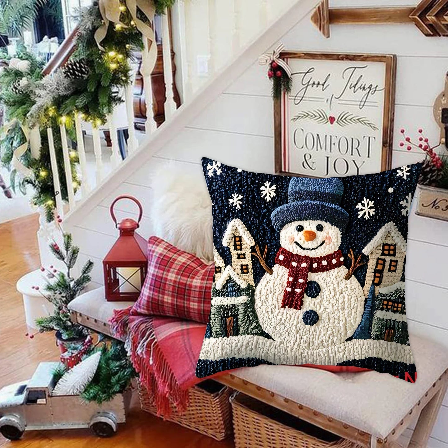 1pcs 2D Christmas Pillow Covers Xmas Party Decor Imitation embroidery Xmas Holiday snow scenery Pillow Cover New Year Gift 2026