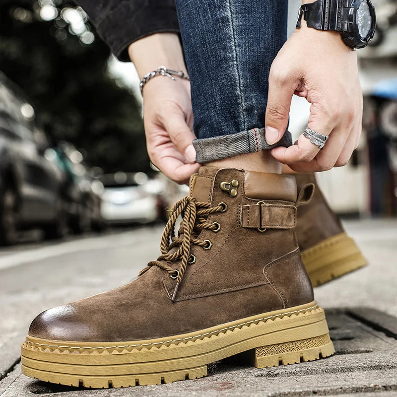 YeinshaarsCN Suede Leder High-Top - Größe Knöchel Rutschfeste Sohle