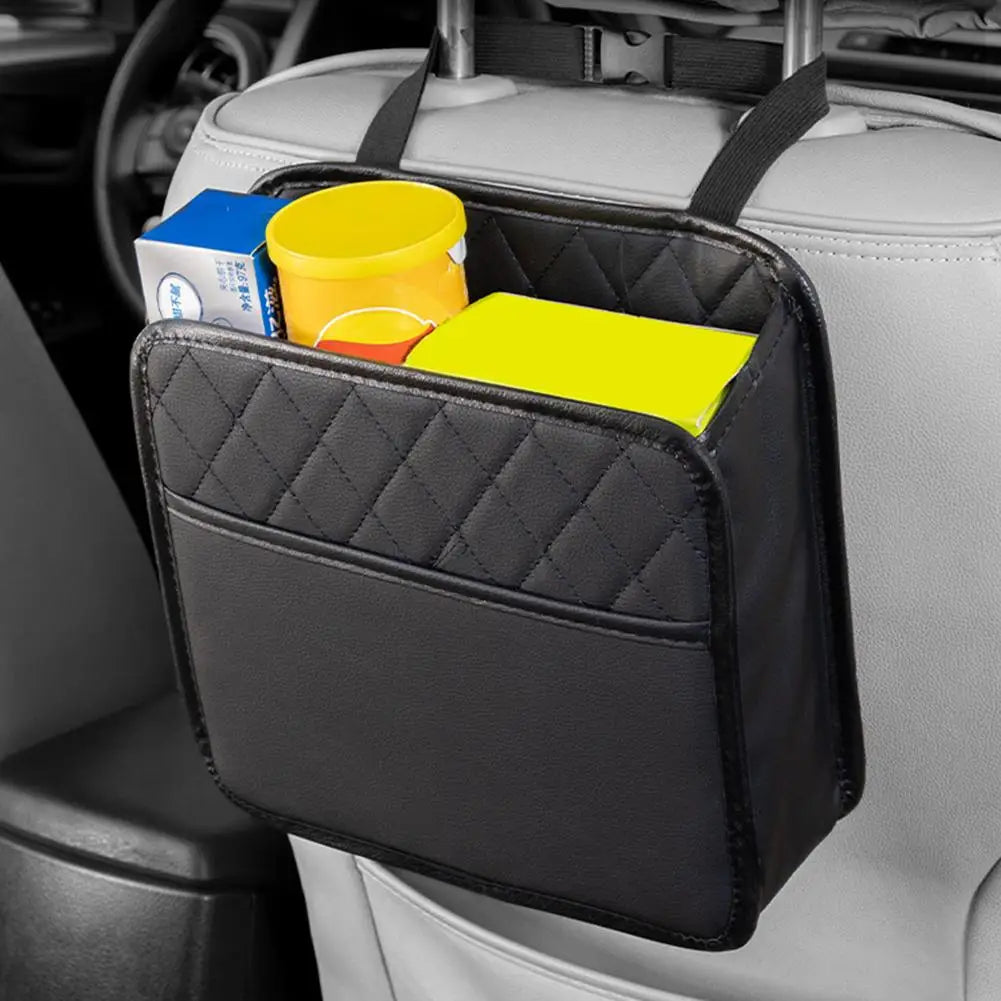 Multifunctional Car Seat Storage Bag Leather Storage Bag Garbage Bag Storage Bag Hanging Seat Back Tissue Water Cup Holder